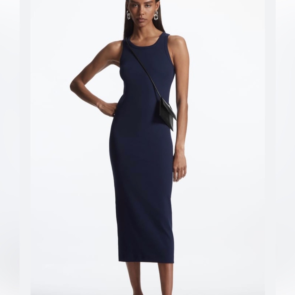 Cos ribbed cotton tank dress bodycon stretch tube dress maxi